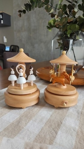 Handmade Carousel Wooden Rotating Music Box