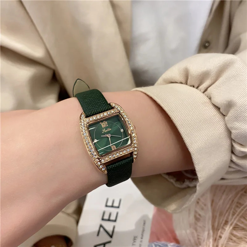 Christmas Gifts for Her ,Women’s Green Leather Watch